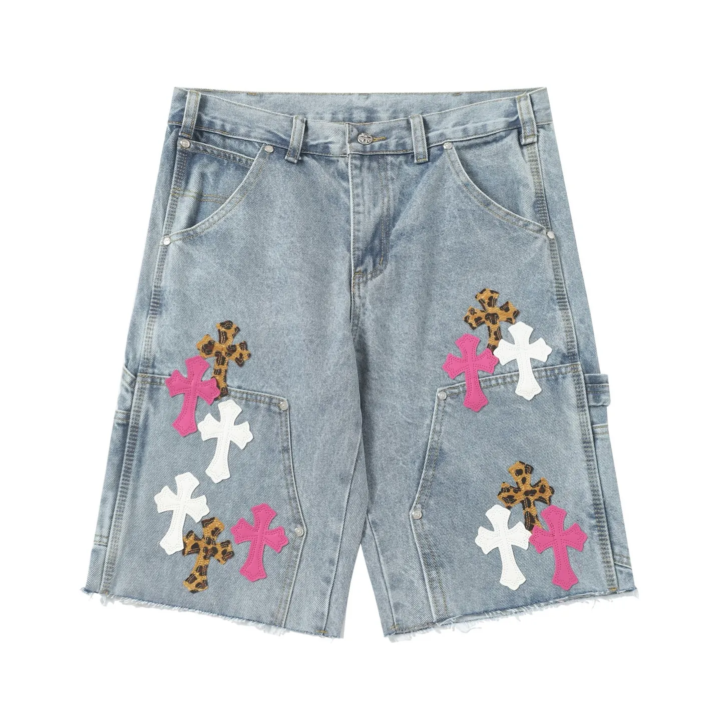KE201#P216 The only correct leather label version on the market Chrome Hearts CH Cross embroidery distressed jeans Top ceiling quality 100% correct version The correct version is here!  Believe me this must be the best quality you will ever come across! ! Excellent value for money! !  Styles with different washes and textures are very friendly to people with thin legs and thick legs. The straight version is very flattering to the shape of the legs. The moderate length is timeless and easy to match. It is the basis of various styles and a must-have in the wardrobe! ! Add a little stacking to easily control the clean fit trend that has exploded this year. The fabric is stiff but also makes the upper body soft without losing texture. The sides and cuffs of some styles have a bone-wash effect. The vintage flavor pops up all at once. It’s really hard not to love it! ✅Correctly customize the Croxin metal leather label on the back panel. It is not sold directly with the cross on the finished jeans. 1:1 copying strives for excellence and the details are perfectly grasped. ✅The cross leather label is clear and smooth. Exquisite turning top craftsmanship. ✅Buttons, zippers and hardware are all customized versions of the Croxin LOGO. ✅High-cost washing process. Size: 28 30 32 34 36 (5 sizes)